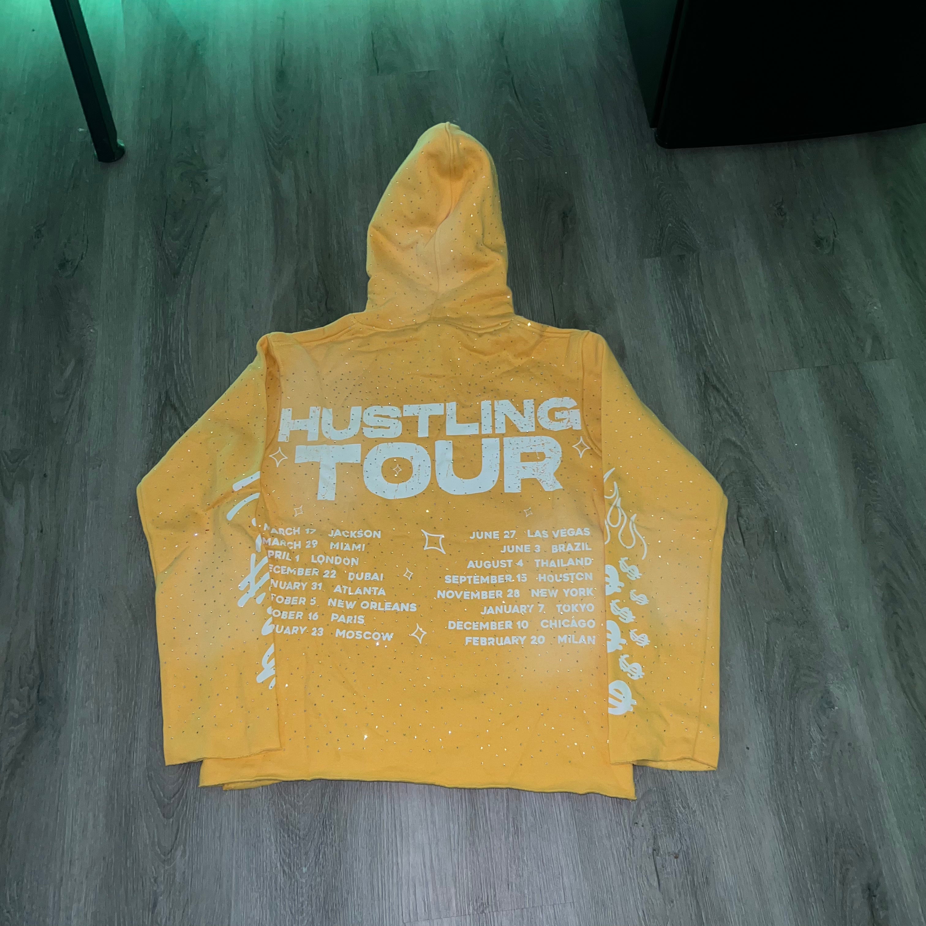 Yellow Rhinestones Cropped Hoodie